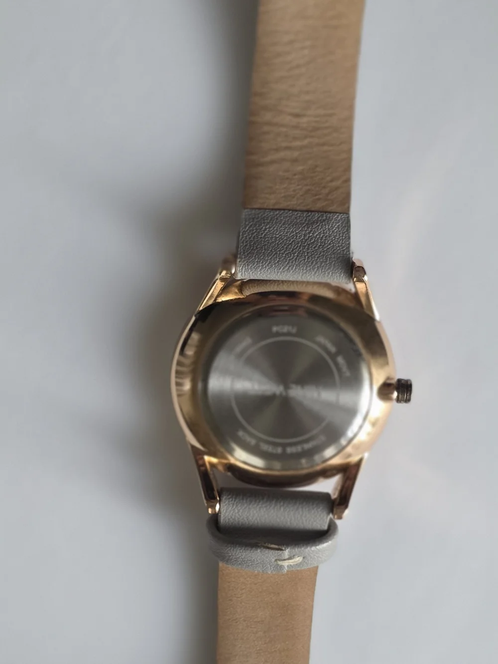 Nine West Soft Gray Leather Strap Watch with Rose Gold Case